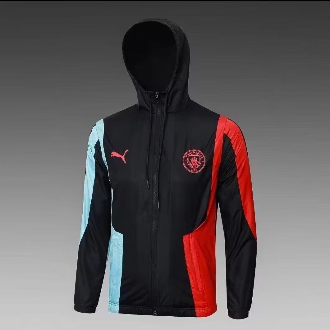 AAA Quality Manchester City 24/25 Wind Coat - Black/Blue/Red